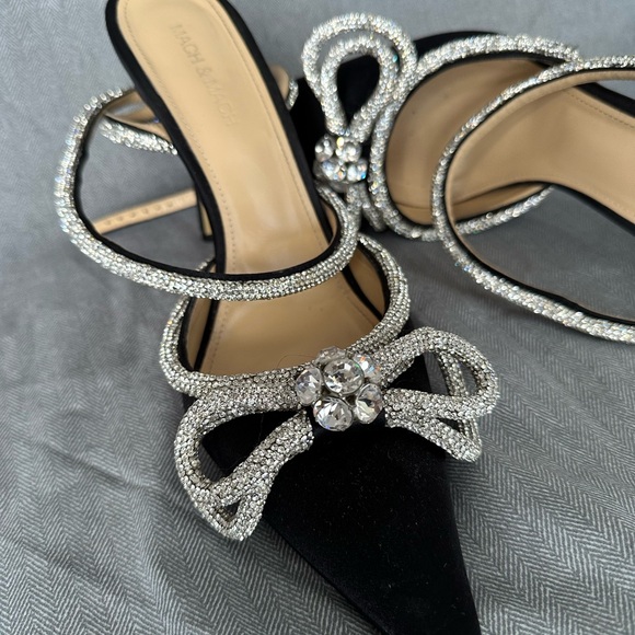 Mach & Mach Double Bow Crystal Pumps (Black) - Picture 1 of 16